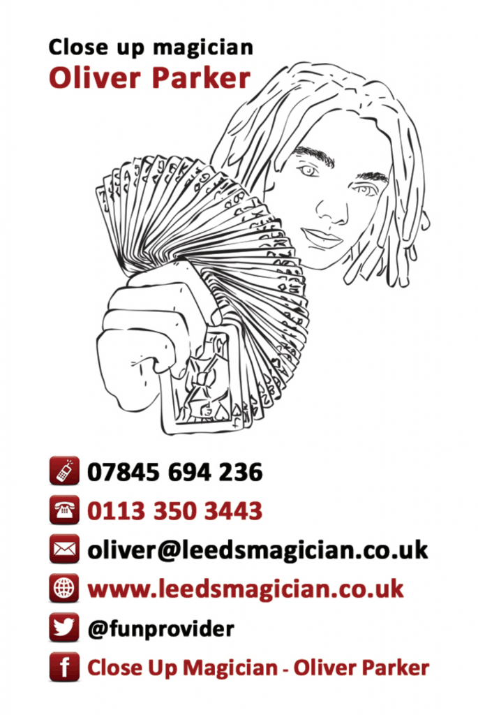 2015 Leeds Magician Business Card Front